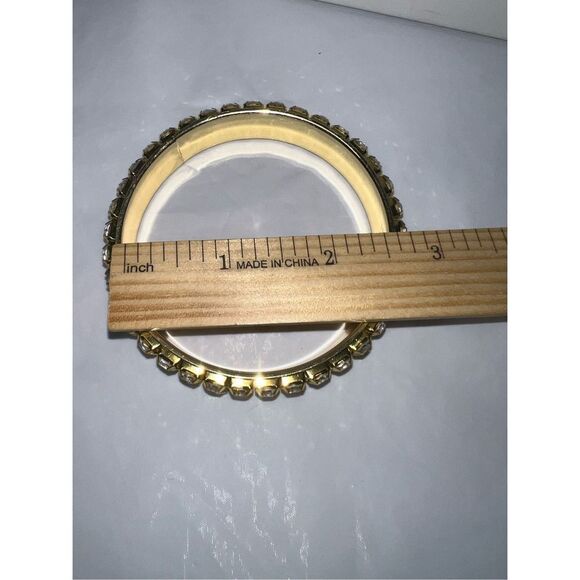 Vintage Gold Tone and Rhinestone Bangle Bracelet - Picture 5 of 6